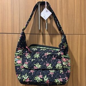 Vera Bradley Floral Quilted Shoulder Bag - Black and Pink